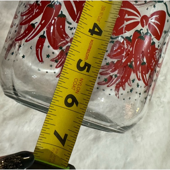 Vintage AGC Ribbon Bow Chili Peppers Red Floral Pattern Clear Glass Canister Jar - Picture 15 of 16